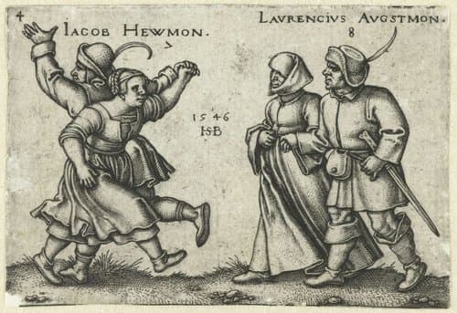 Dansende boerenparen by Hans Sebald Beham