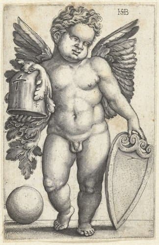 Putto met een leeg schild by Hans Sebald Beham