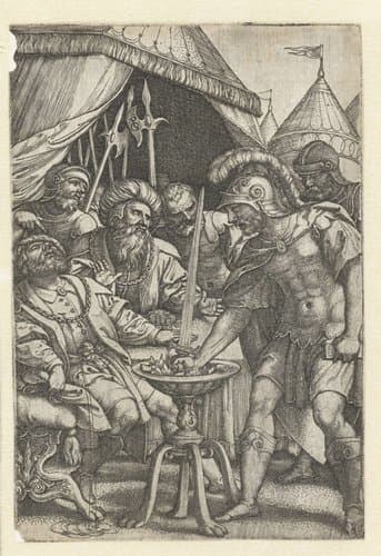 Mucius Scaevola steekt rechterhand in het vuur by Georg Pencz