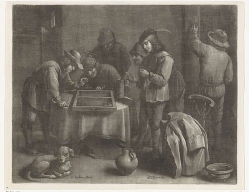 Herberg met triktrakspelers by Wallerant Vaillant