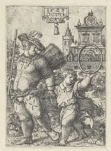 Tamboer met een jongetje by Dirck Vellert