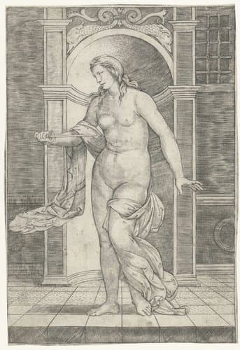 Lucretia steekt zichzelf dood in borst by Giacomo Francia
