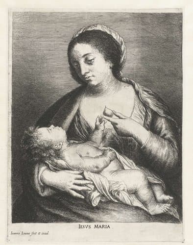 Maria met Kind en een peer by Jan Lievens