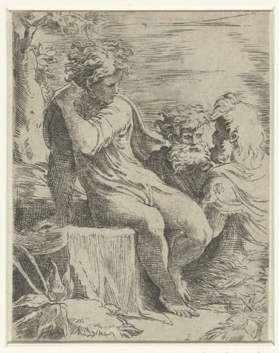 Jongeman en twee oude mannen by Parmigianino