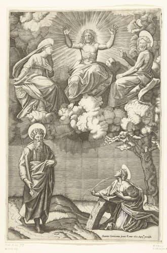 Christus en Maria en Johannes de Doper met heiligen Paulus en Catharina van Alexandrië by anonymous