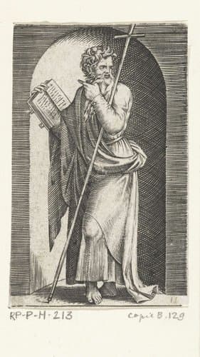 Apostel Filippus met kruis staand in nis by anonymous