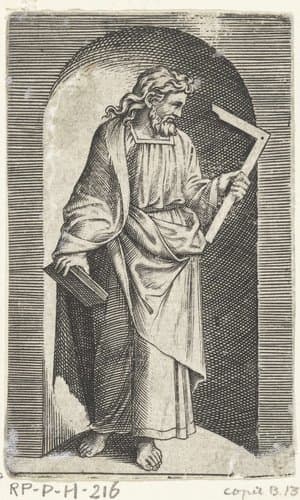 Apostel Tomas met winkelhaak staand in nis by anonymous