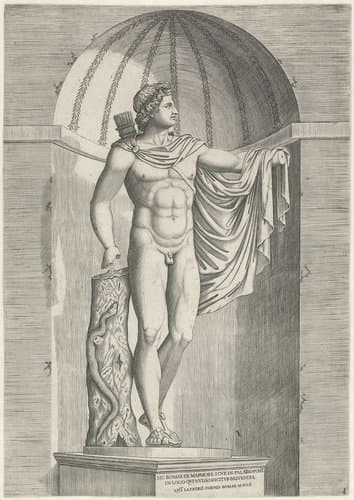 Klassiek beeld Apollo Belvedere in nis by anonymous