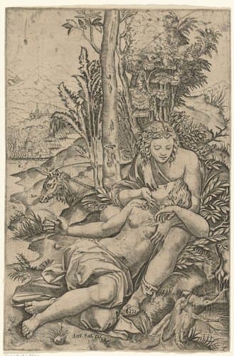 Venus en Adonis by Marcantonio Raimondi