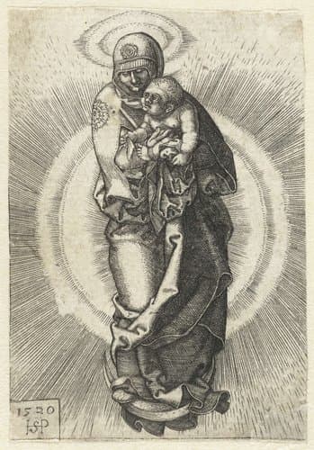 Maria met kind staand op maansikkel by Hans Sebald Beham