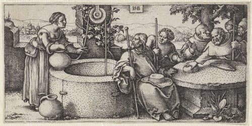 Christus en de Samaritaanse vrouw by Hans Sebald Beham