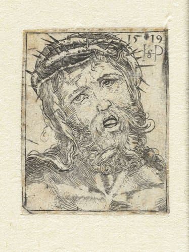 Hoofd van lijdende Christus met doornenkroon by Hans Sebald Beham