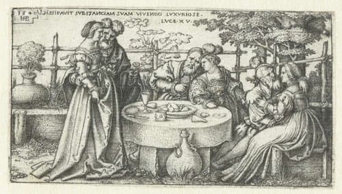 Verloren zoon verspilt zijn erfenis by Hans Sebald Beham