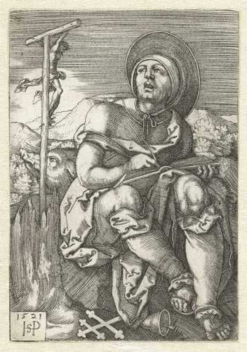 Heilige Antonius de Grote als kluizenaar by Hans Sebald Beham