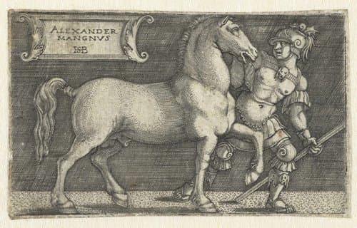 Alexander de Grote met zijn paard Bucephalus by Hans Sebald Beham