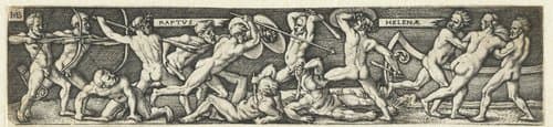 Roof van Helena en vechtende Grieken en Trojanen by Hans Sebald Beham