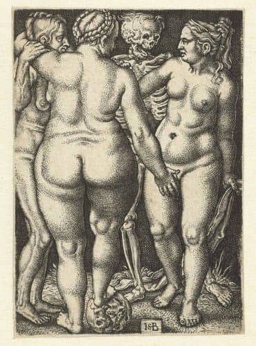 Dood en drie staande naakte vrouwen by Hans Sebald Beham