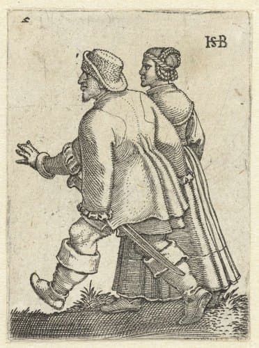 Dansend boerenpaar by Hans Sebald Beham