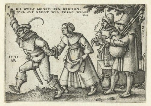 Muzikanten en dansend boerenpaar by Hans Sebald Beham