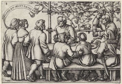 Boeren aan een feestmaal by Hans Sebald Beham