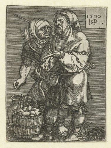 Boer verkoopt eieren by Hans Sebald Beham