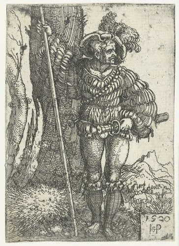 Landsknecht staand bij een boom by Hans Sebald Beham