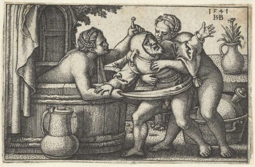 Jester and Two Bathing Women by Hans Sebald Beham