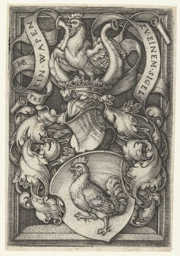 Wapen met een haan op een schild by Hans Sebald Beham