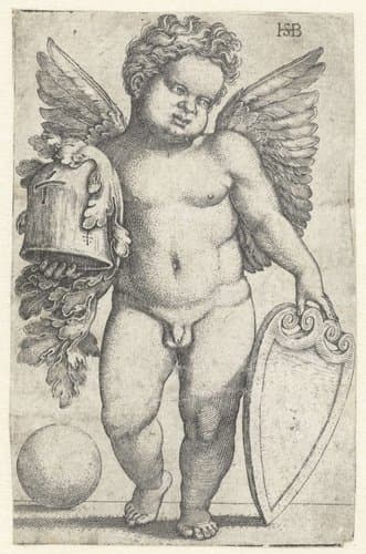 Putto met een leeg schild by Hans Sebald Beham