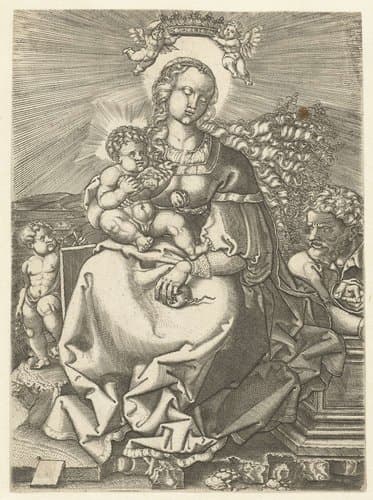 Maria met kind en Jozef by Jacob Binck
