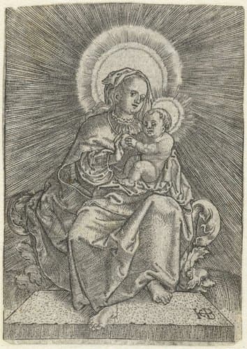 Tronende Maria met kind en appel in stralenkrans by Jacob Binck
