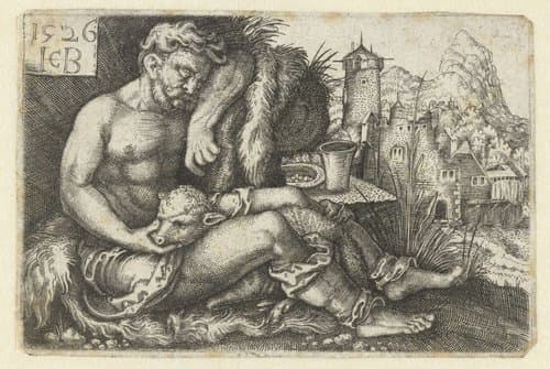 Herder met een schaap by Jacob Binck