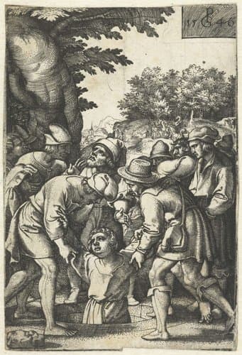Jozef wordt door zijn broers in de put gegooid by Georg Pencz