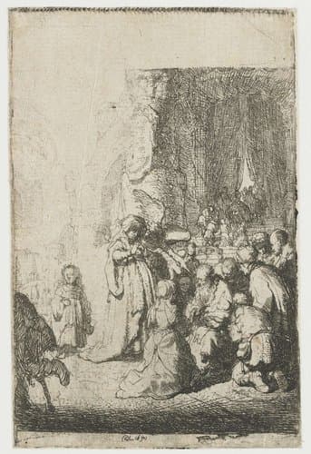 Presentation in the temple with the angel: small plate by Rembrandt van Rijn