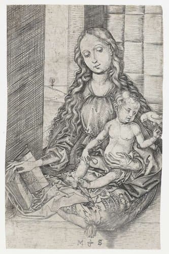 Madonna met kind en papegaai by Martin Schongauer