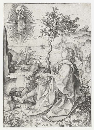 Johannes de Evangelist op Patmos by Martin Schongauer