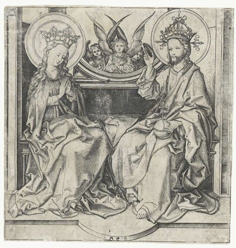 Christus zegent Maria by Martin Schongauer