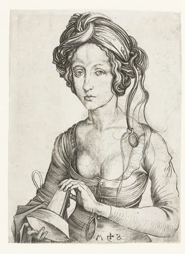 Een dwaze maagd (halffiguur) by Martin Schongauer