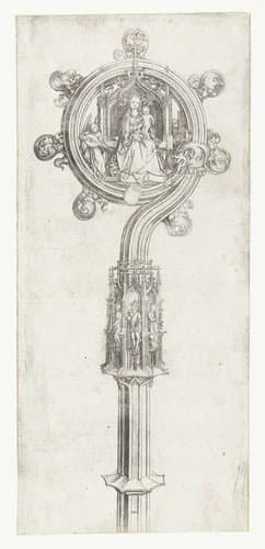 Bisschopsstaf met tronende Maria met Christuskind by Martin Schongauer