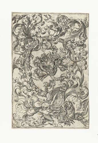 Ornament met uil en andere vogels by anonymous