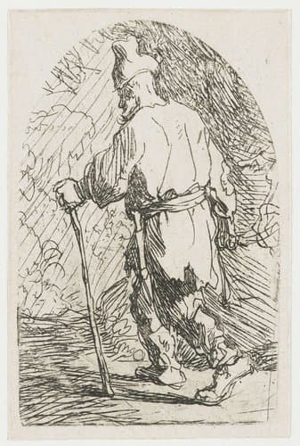 The flight into Egypt: a sketch: St Joseph by Rembrandt van Rijn