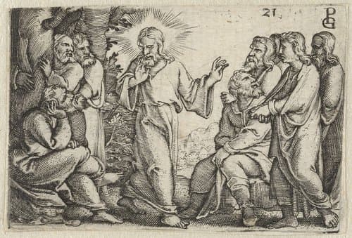 Christus onderwijst de discipelen by Georg Pencz