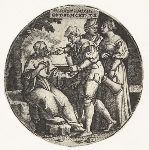 Christus heeft dorst en krijgt drinken aangeboden by Georg Pencz
