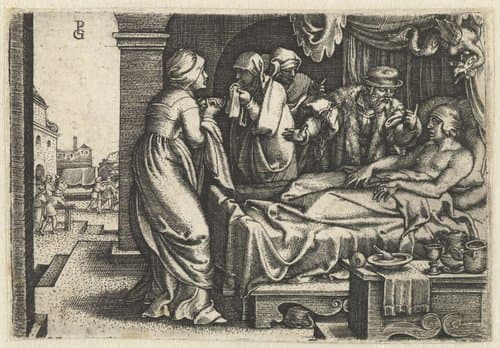 Verhaal van Lazarus en de rijke man by Georg Pencz