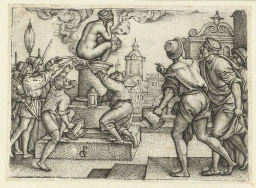 Bestraffing van prinses die Vergilius bespotte by Georg Pencz
