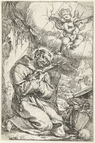 Heilige Hieronymus het kruis kussend by Jonas Umbach