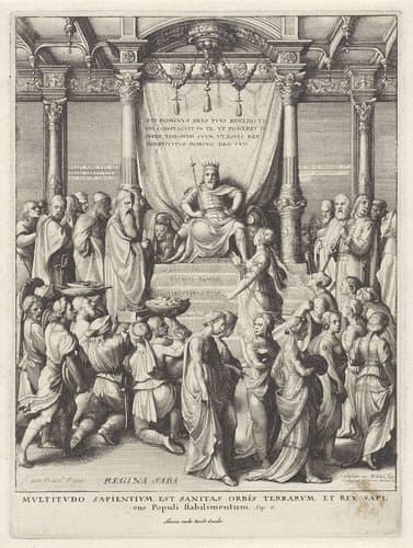 Salomon ontvangt de koningin van Sheba by Wenceslaus Hollar