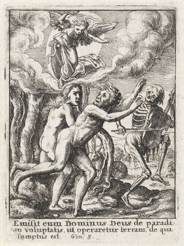Adam en Eva verdreven uit het Paradijs by Wenceslaus Hollar