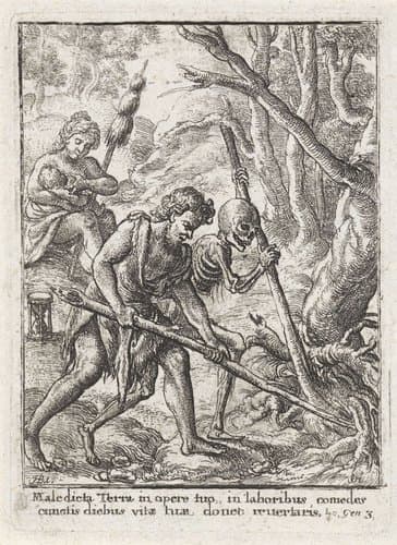 Adam en Eva na de Zondeval by Wenceslaus Hollar