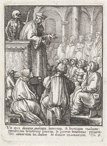 De predikant en de Dood by Wenceslaus Hollar